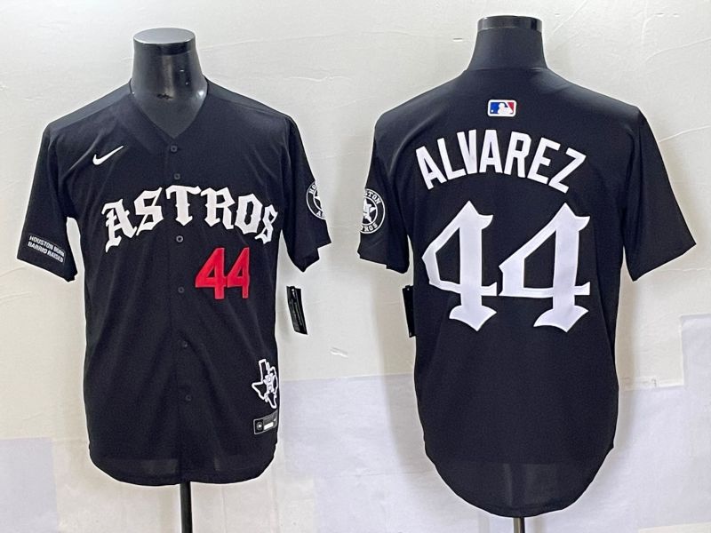 Men 2025 Houston Astros 44 Alvarez Black Seven generations Joint Name Nike MLB Jersey style 3